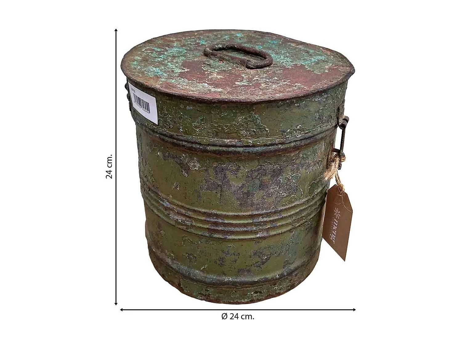 Tambor de metal marrom 24x24x24