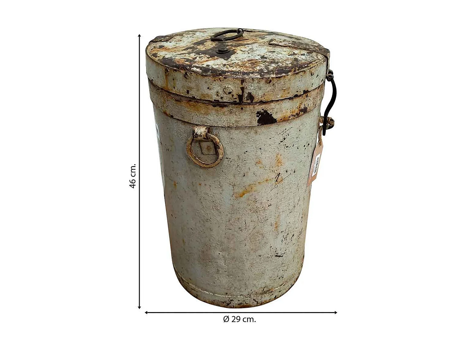 Bidon en metal crème 29x29x46h