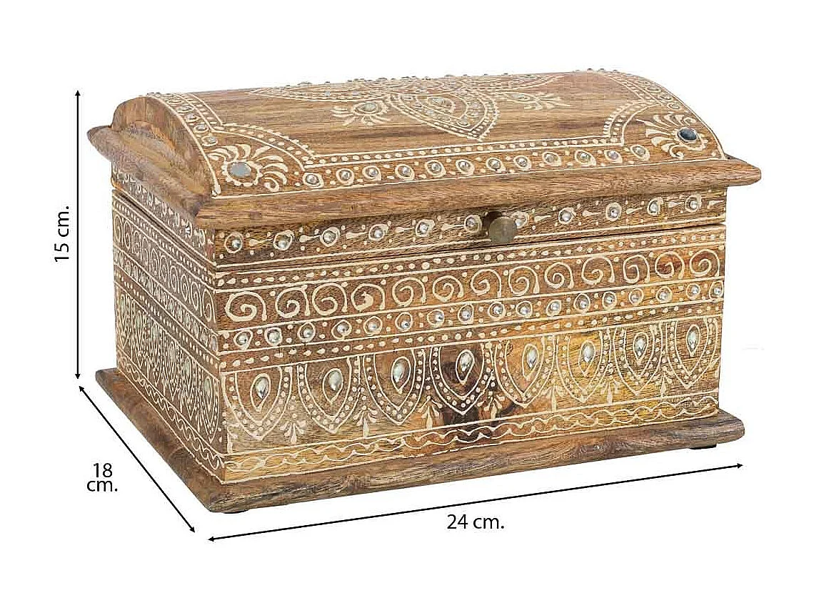 Caixa de joias de madeira pintada à mão marrom 24x18x15