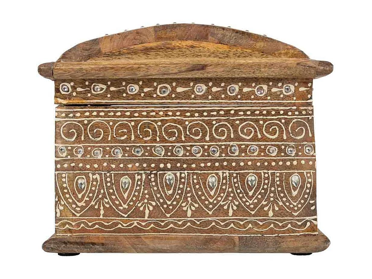 Caixa de joias de madeira pintada à mão marrom 24x18x15