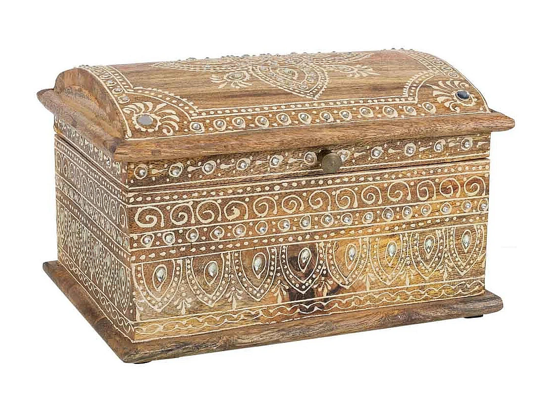 Portagioie in legno dipinto a mano marrone 24x18x15h