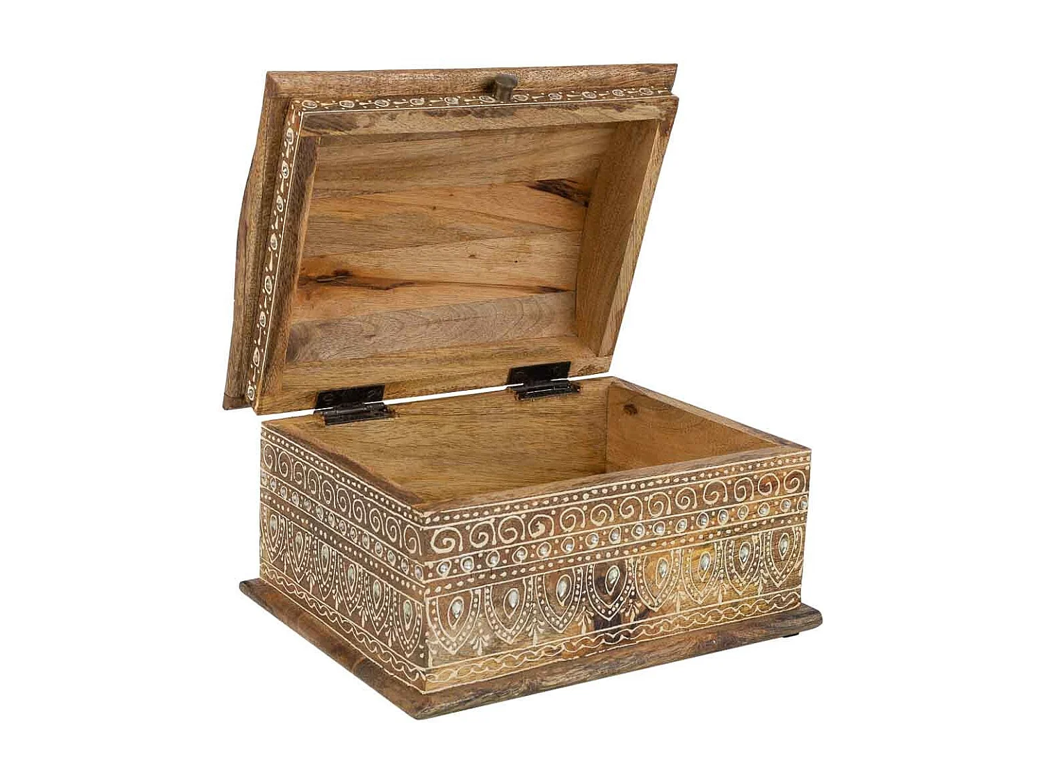 Portagioie in legno dipinto a mano marrone 24x18x15h