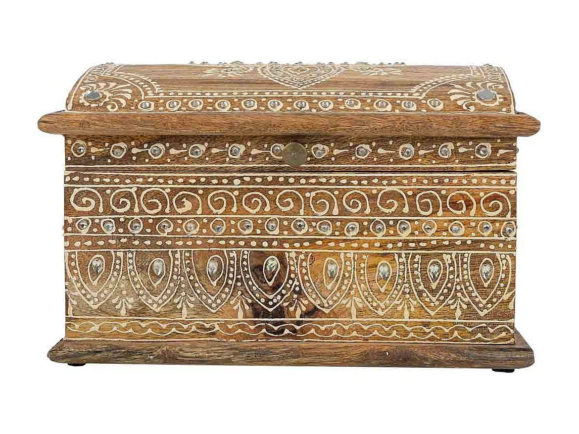 Portagioie in legno dipinto a mano marrone 24x18x15h