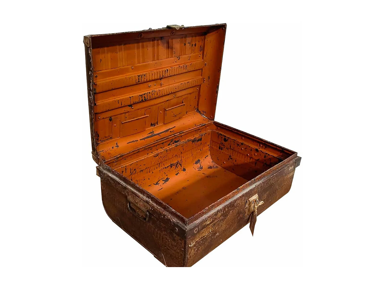 Brauner Metallkoffer 60x40x28h cm