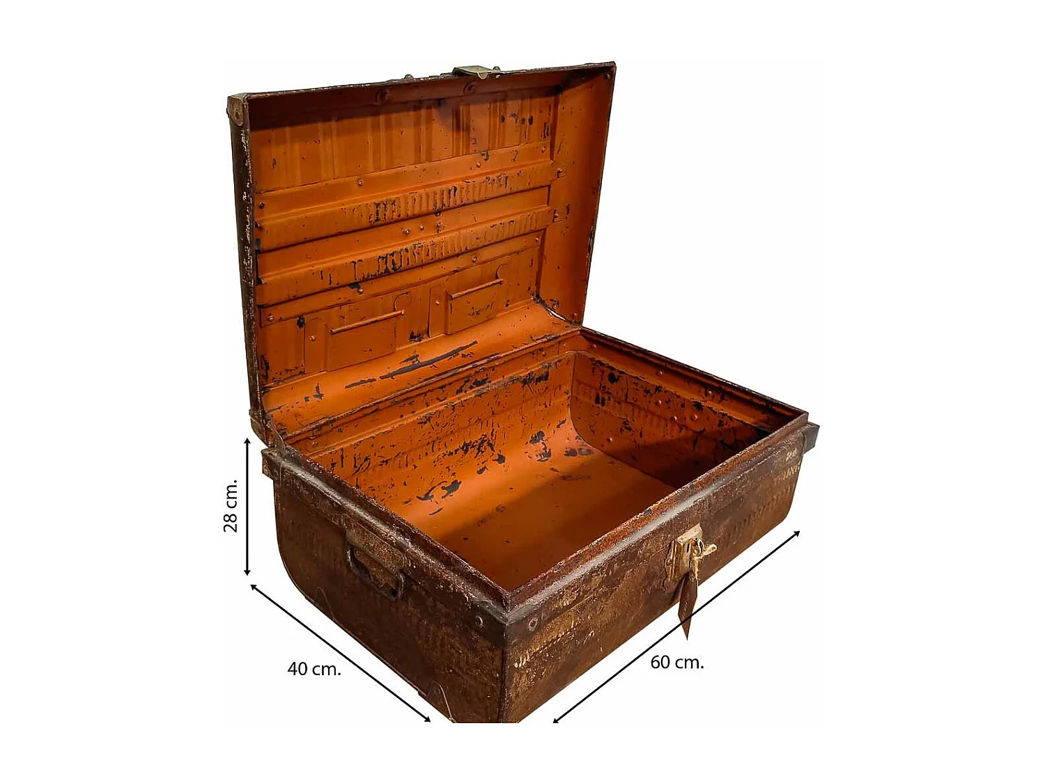 Brauner Metallkoffer 60x40x28h cm