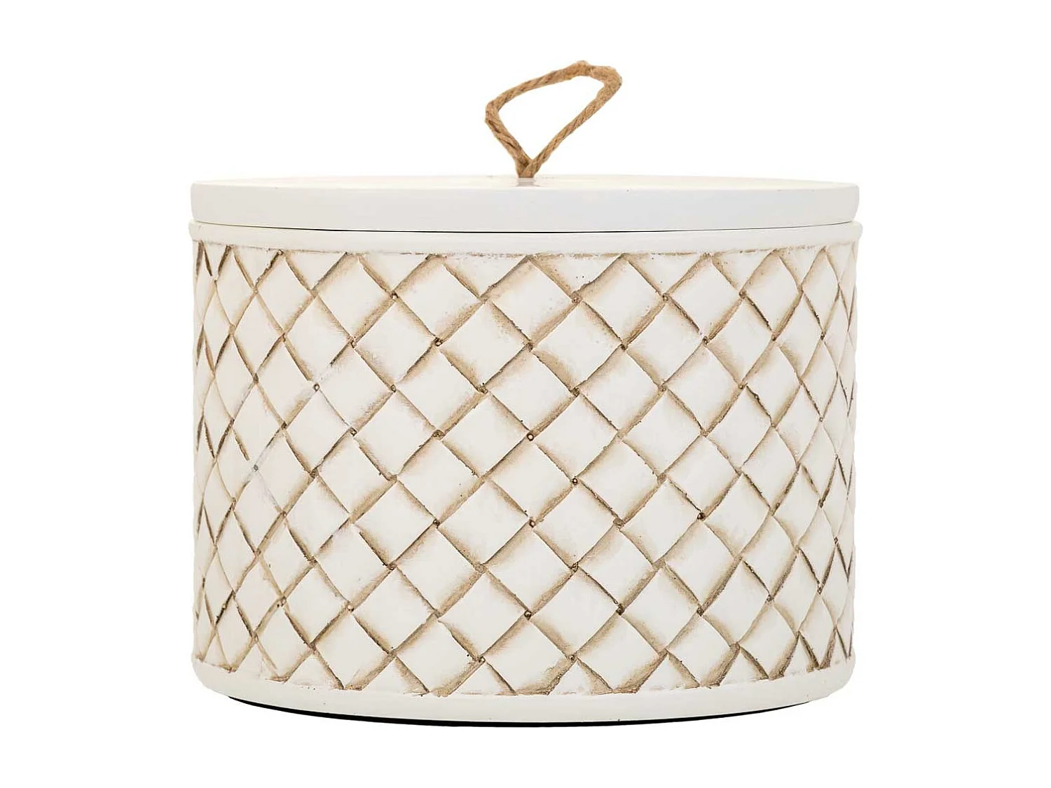 Caixa de joias em poliresina branca 17,5x17,5x13