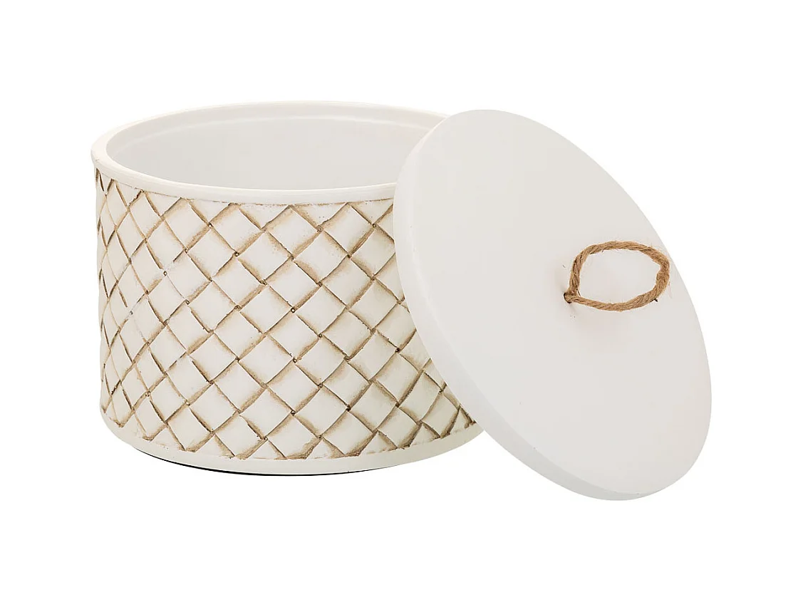 Caixa de joias em poliresina branca 17,5x17,5x13