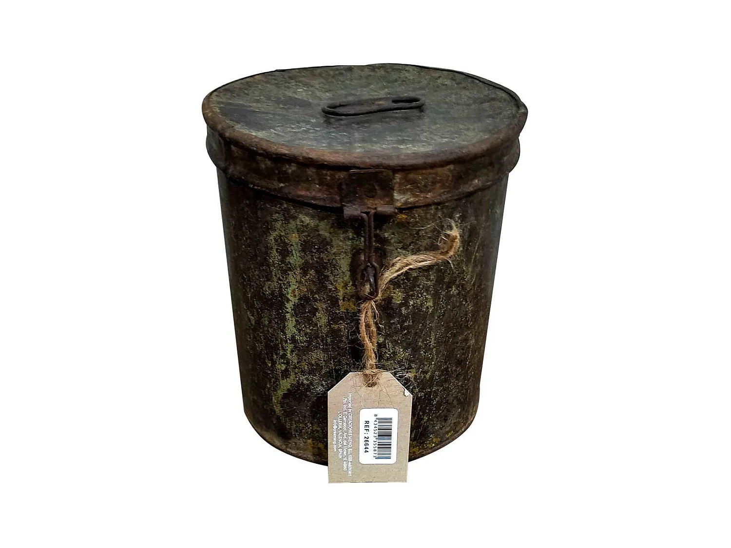 Braune Metalltrommel 19x19x20h cm