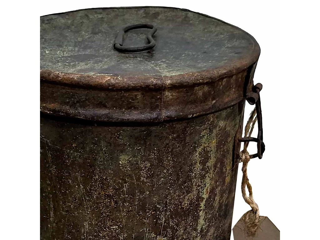 Bidon en metal marron 19x19x20h