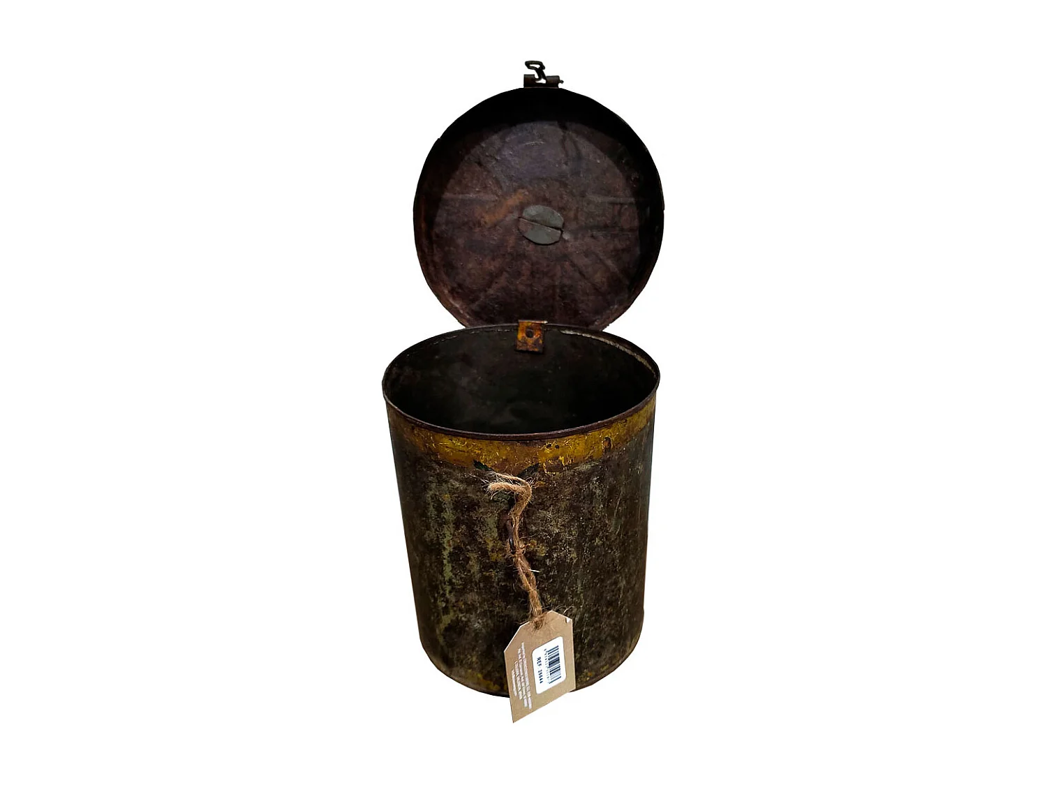 Bidón de metal marrón 19x19x20