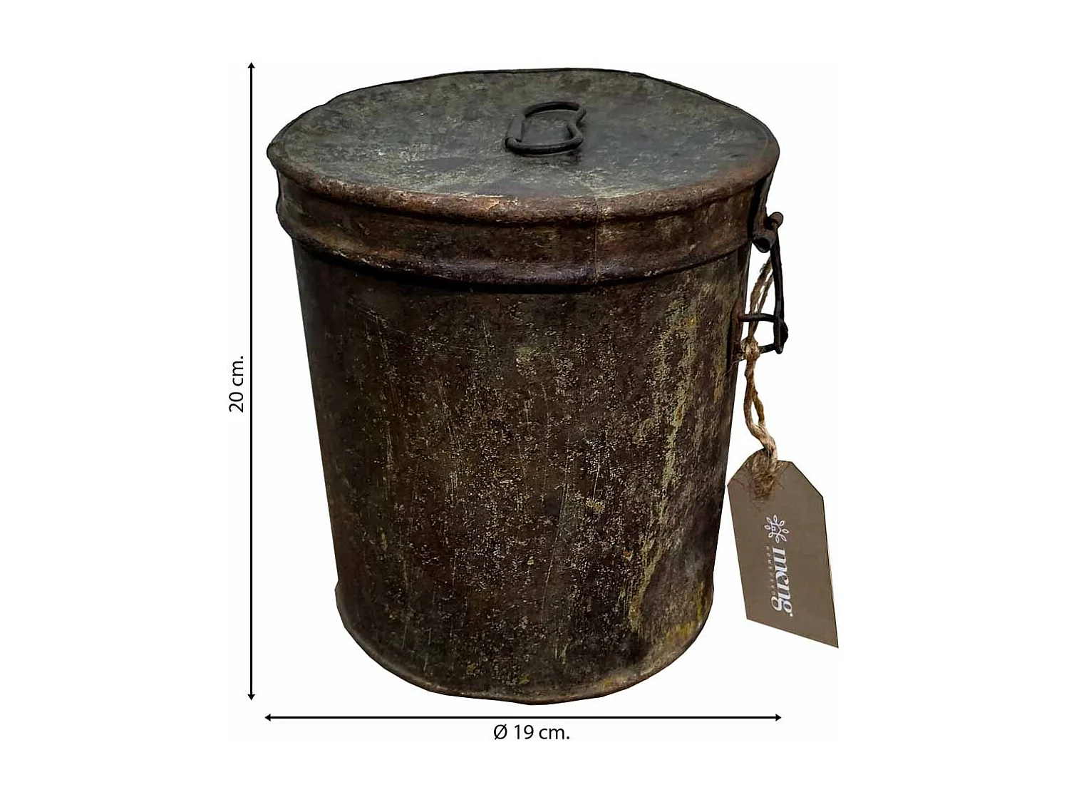 Bidón de metal marrón 19x19x20