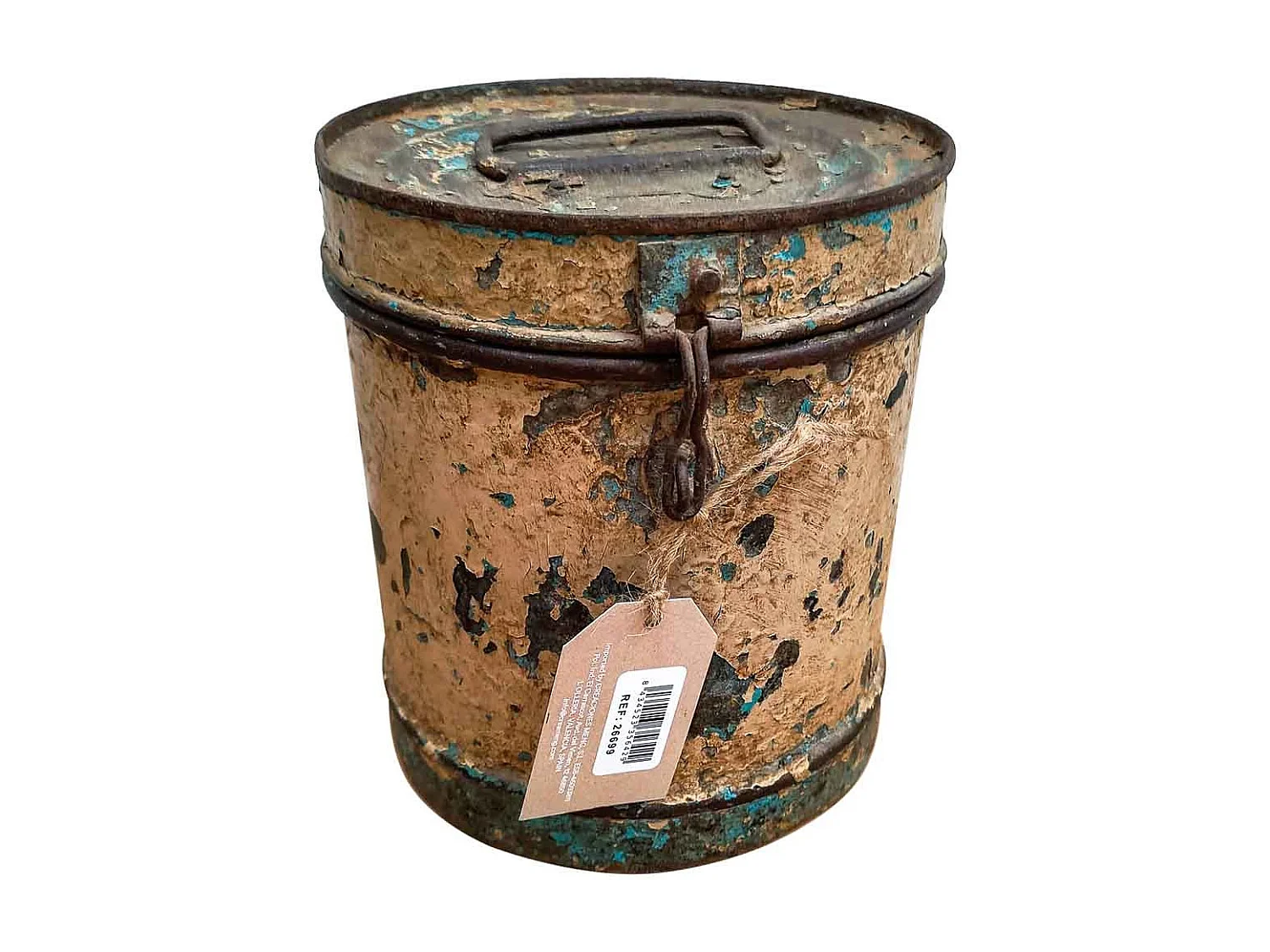 Tambor de metal creme 19x19x22