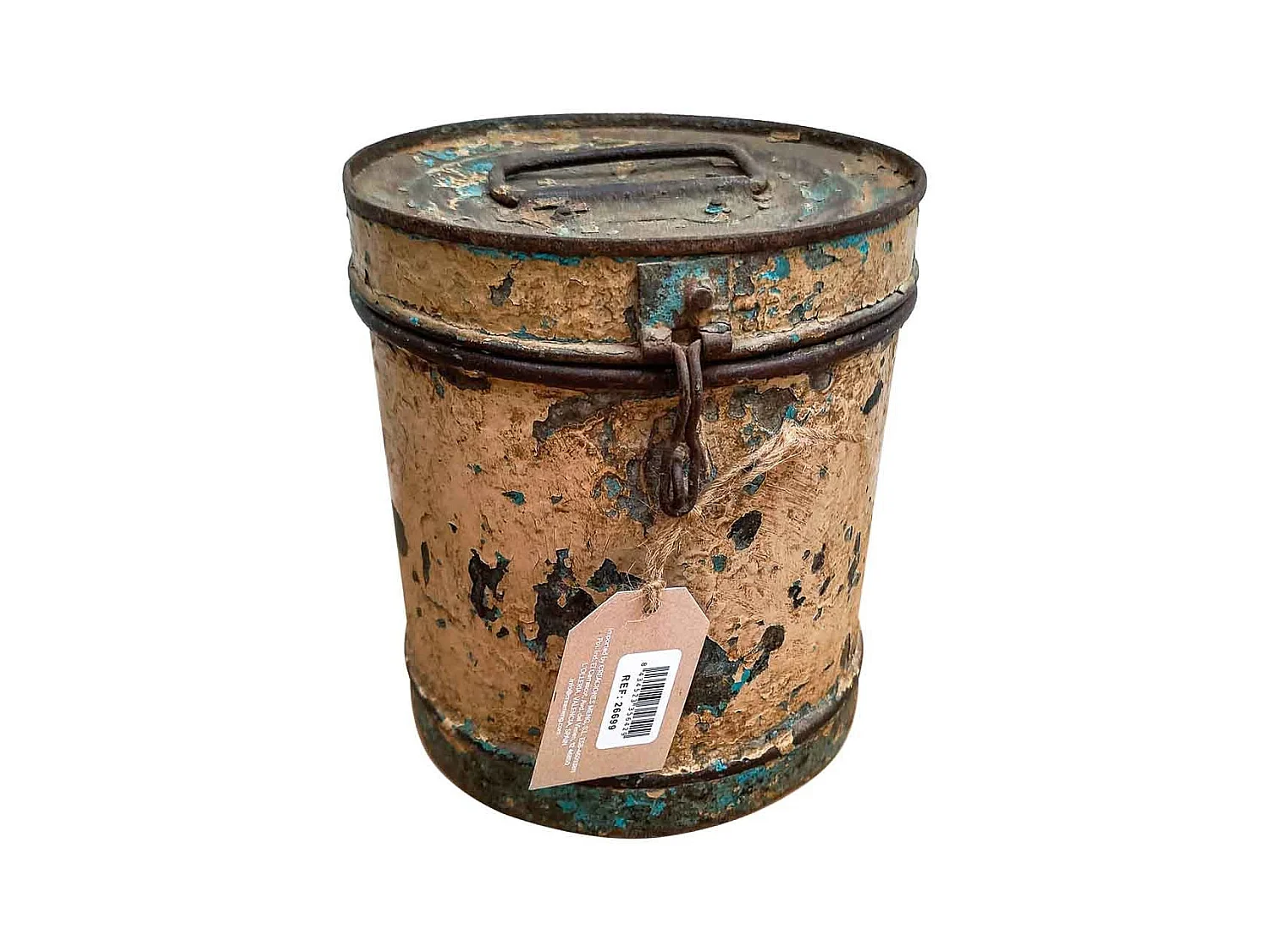 Tambor de metal creme 19x19x22