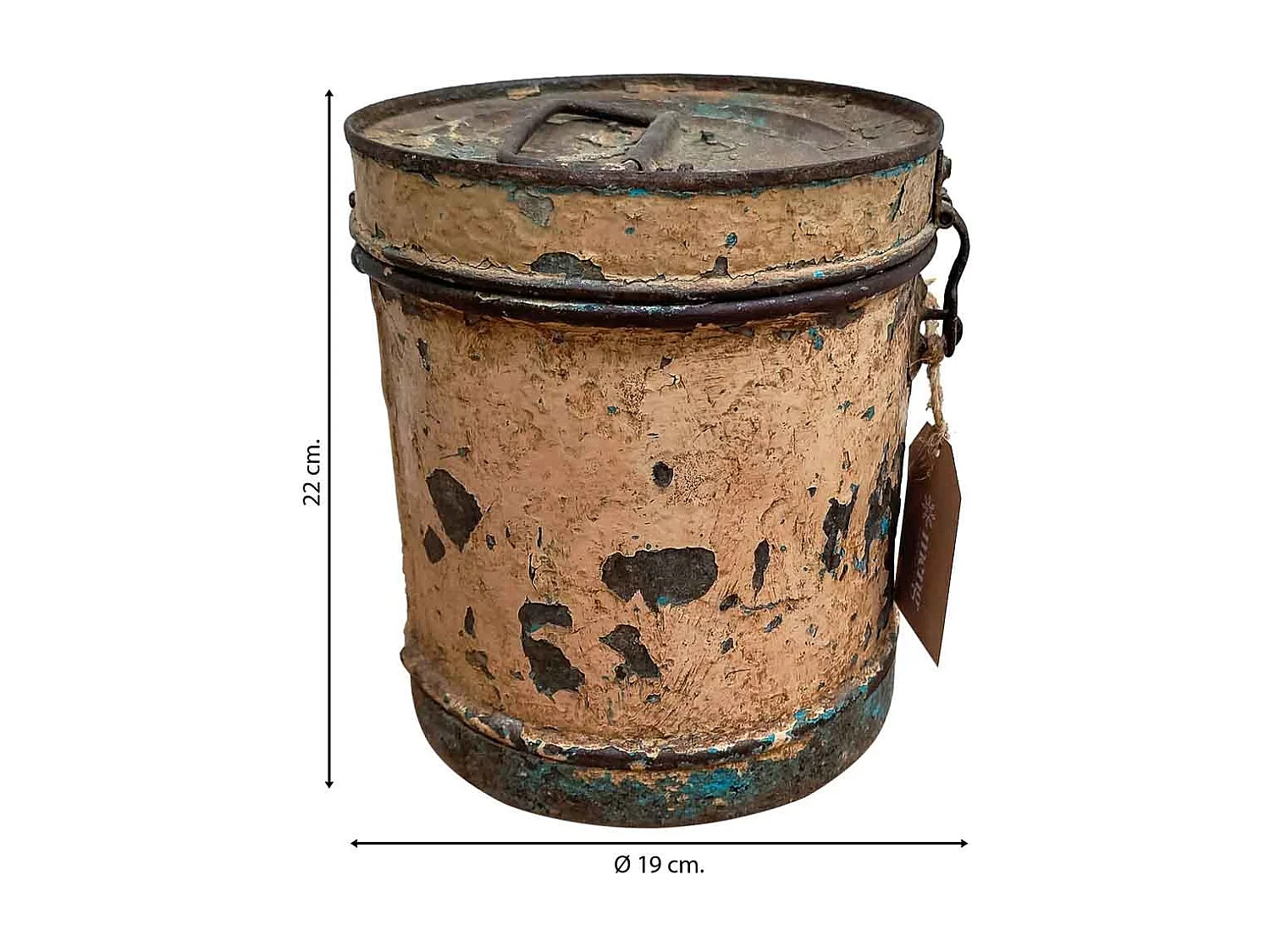 Tambor de metal creme 19x19x22