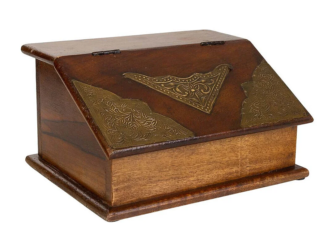 Coffret à bijoux en bois et métal marron 24,5x19x13,5h