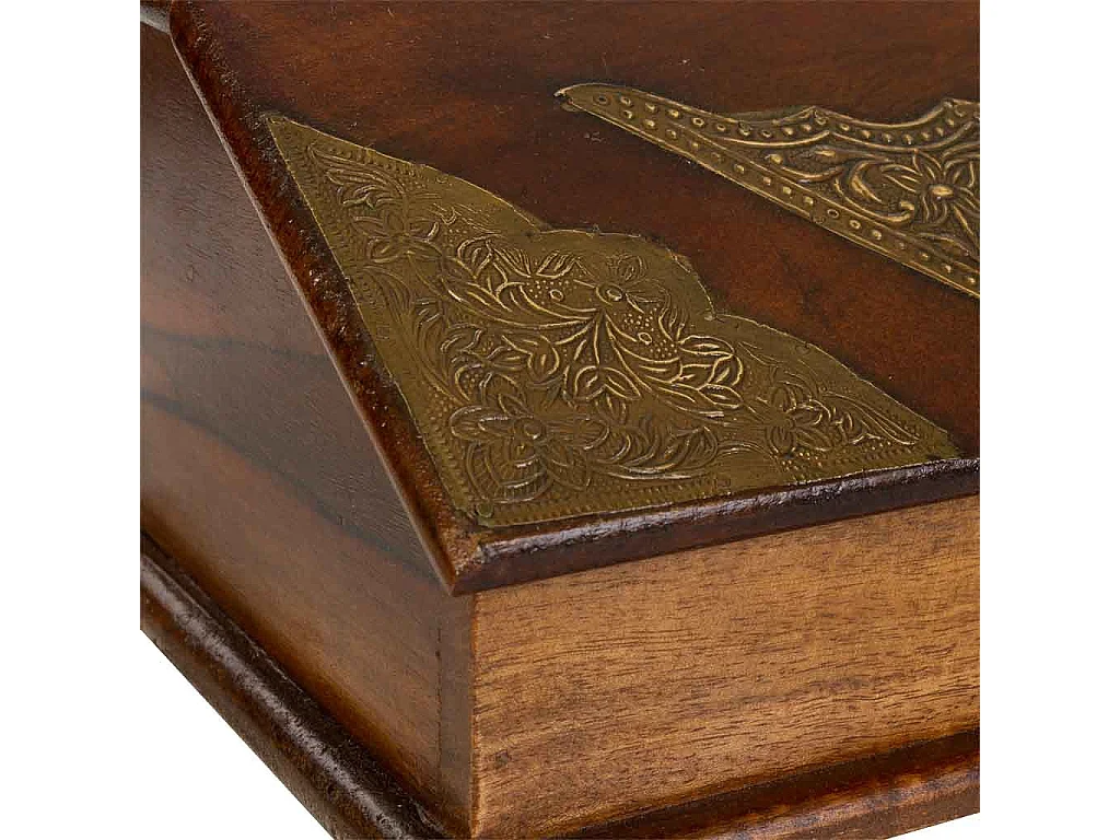 Baúl Joyero de madera y metal marrón 24,5x19x13,5