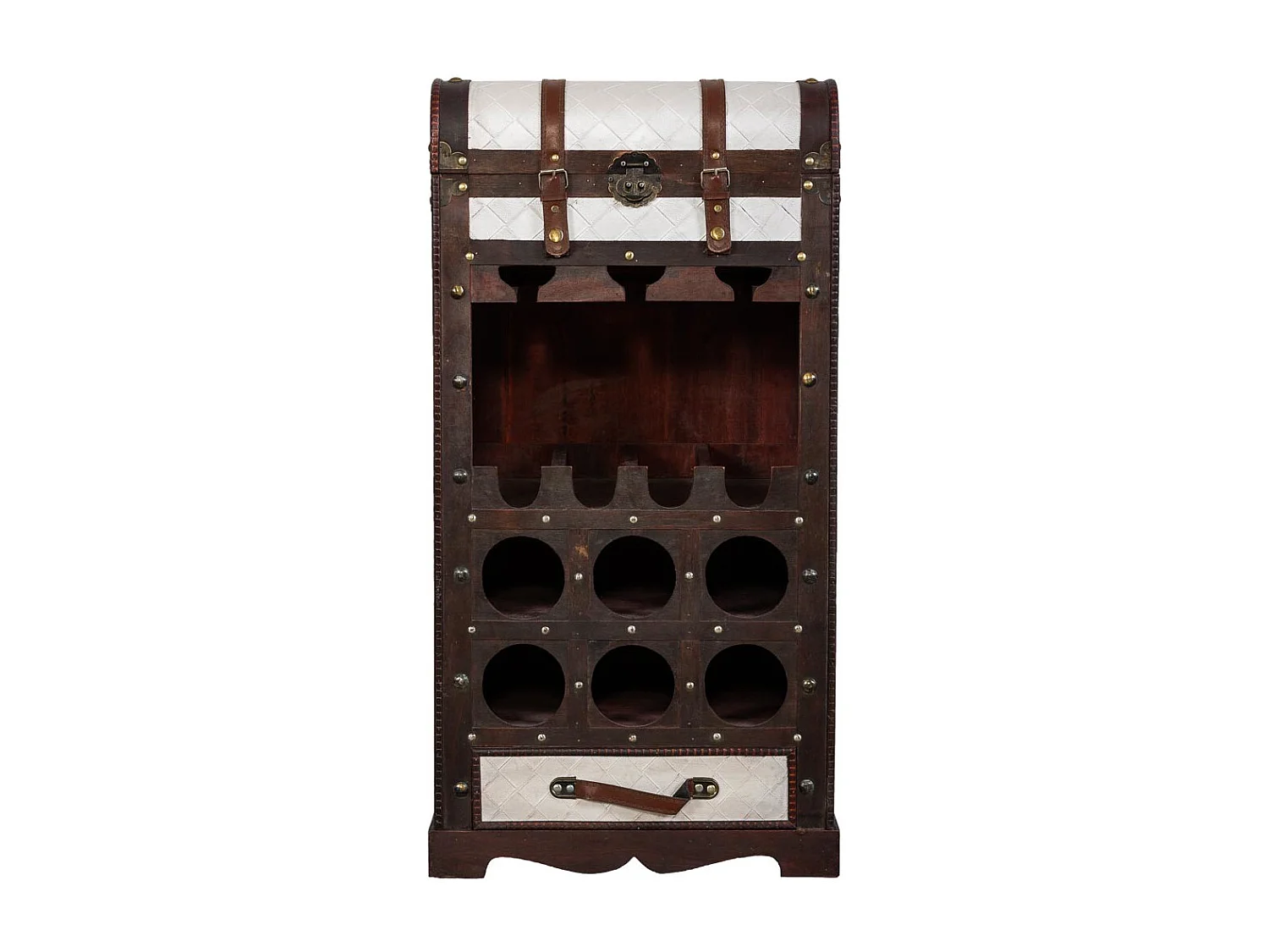 Porta-garrafas em madeira marrom 44x30x85