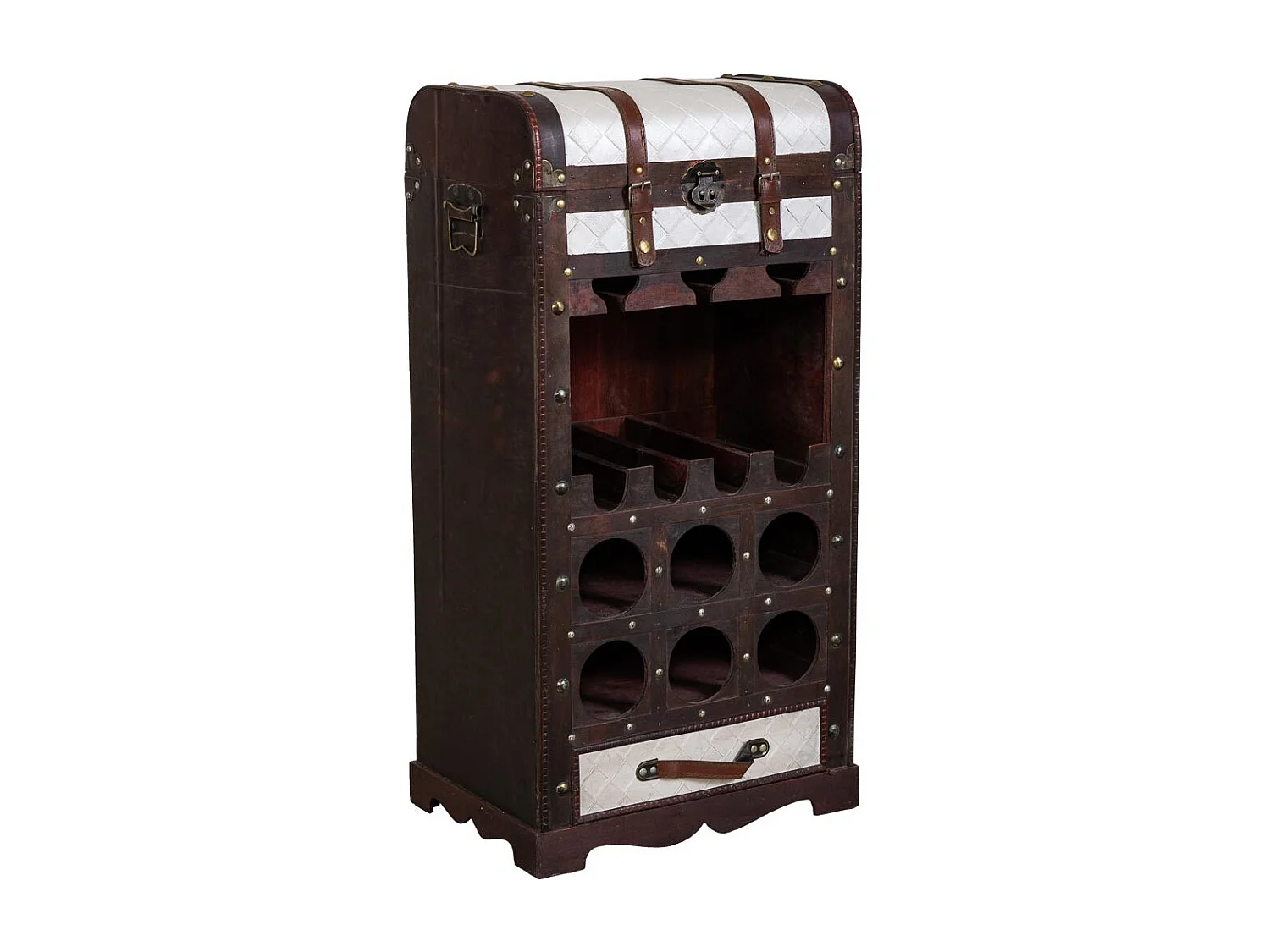 Porta-garrafas em madeira marrom 44x30x85