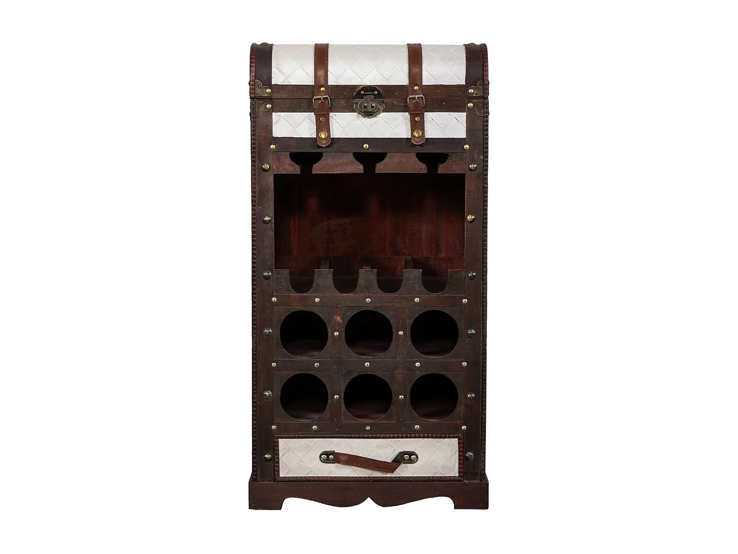 Porta-garrafas em madeira marrom 44x30x85