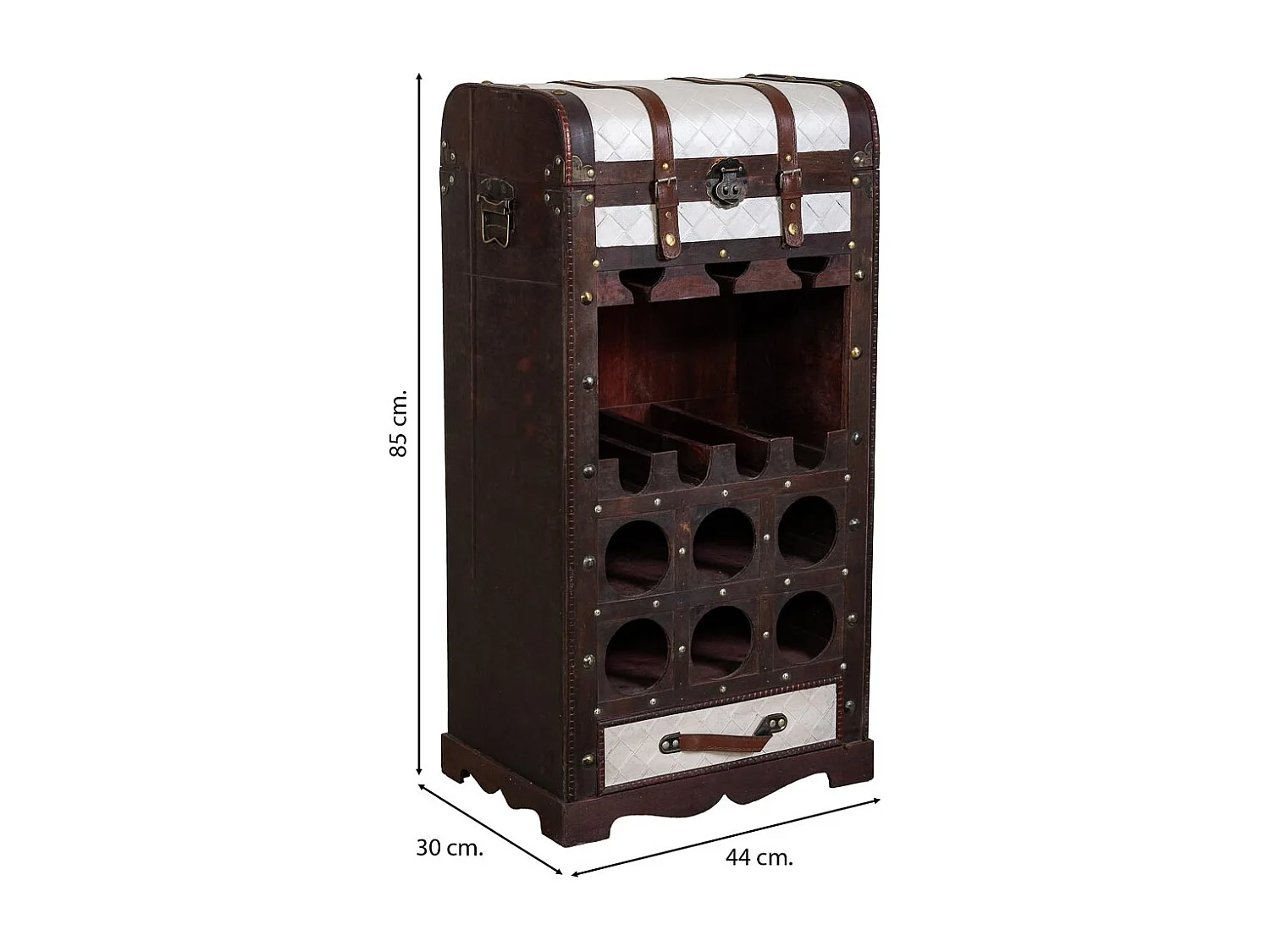 Porta-garrafas em madeira marrom 44x30x85