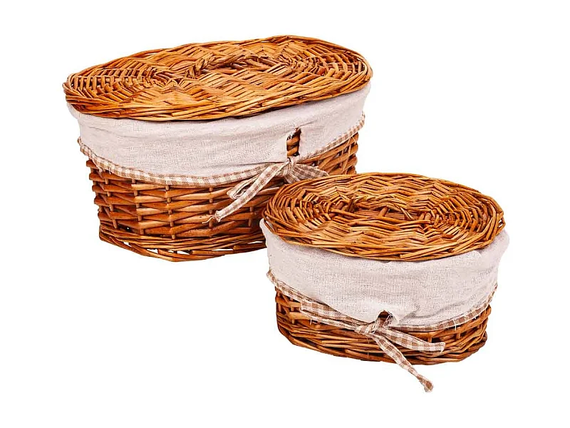 Set mit 2 braunen Weidenkisten