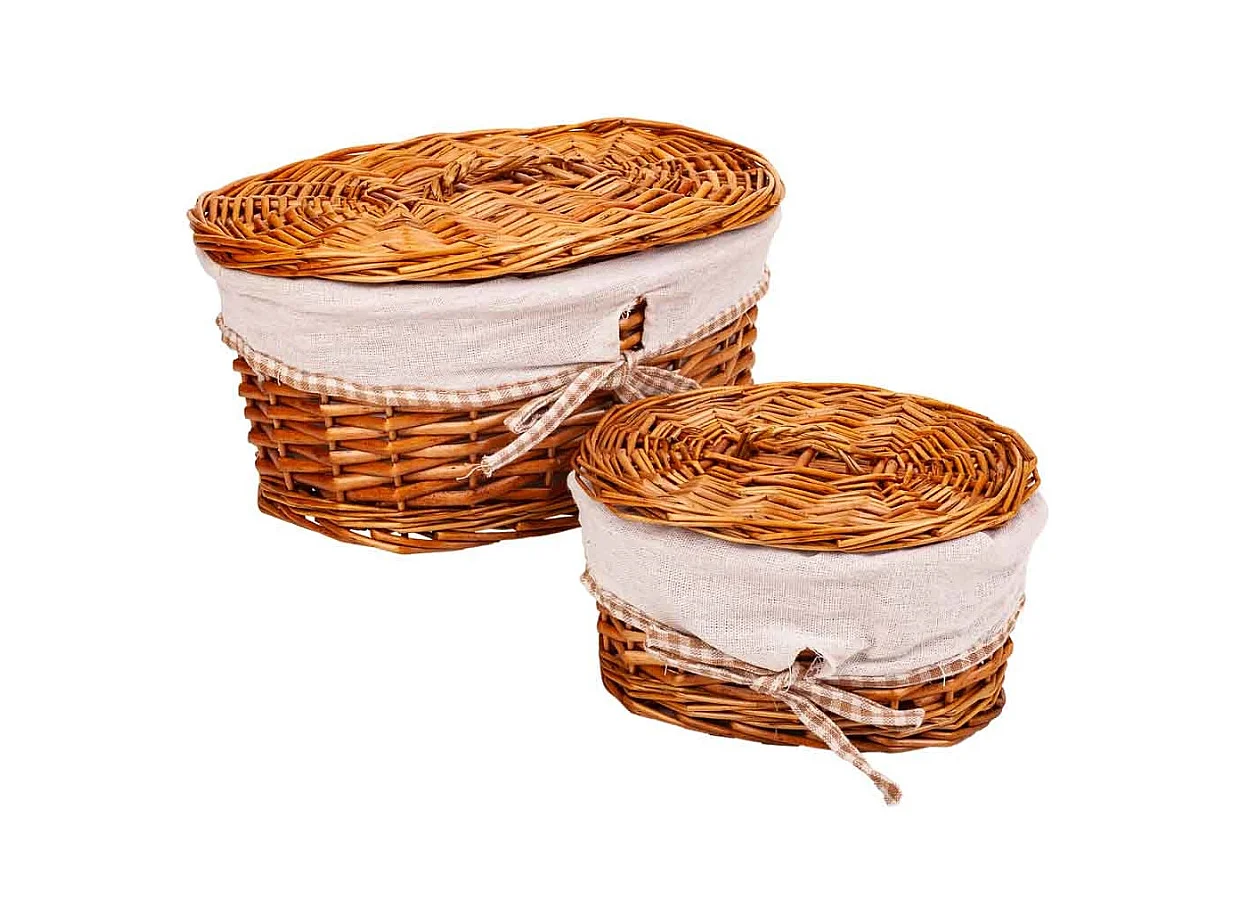Set de 2 boîtes en osier marron
