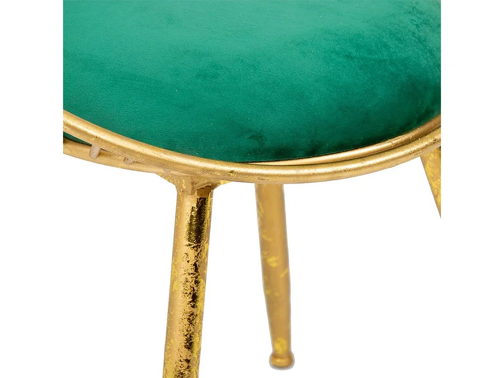 Banco estofado em metal dourado verde 55x46x70
