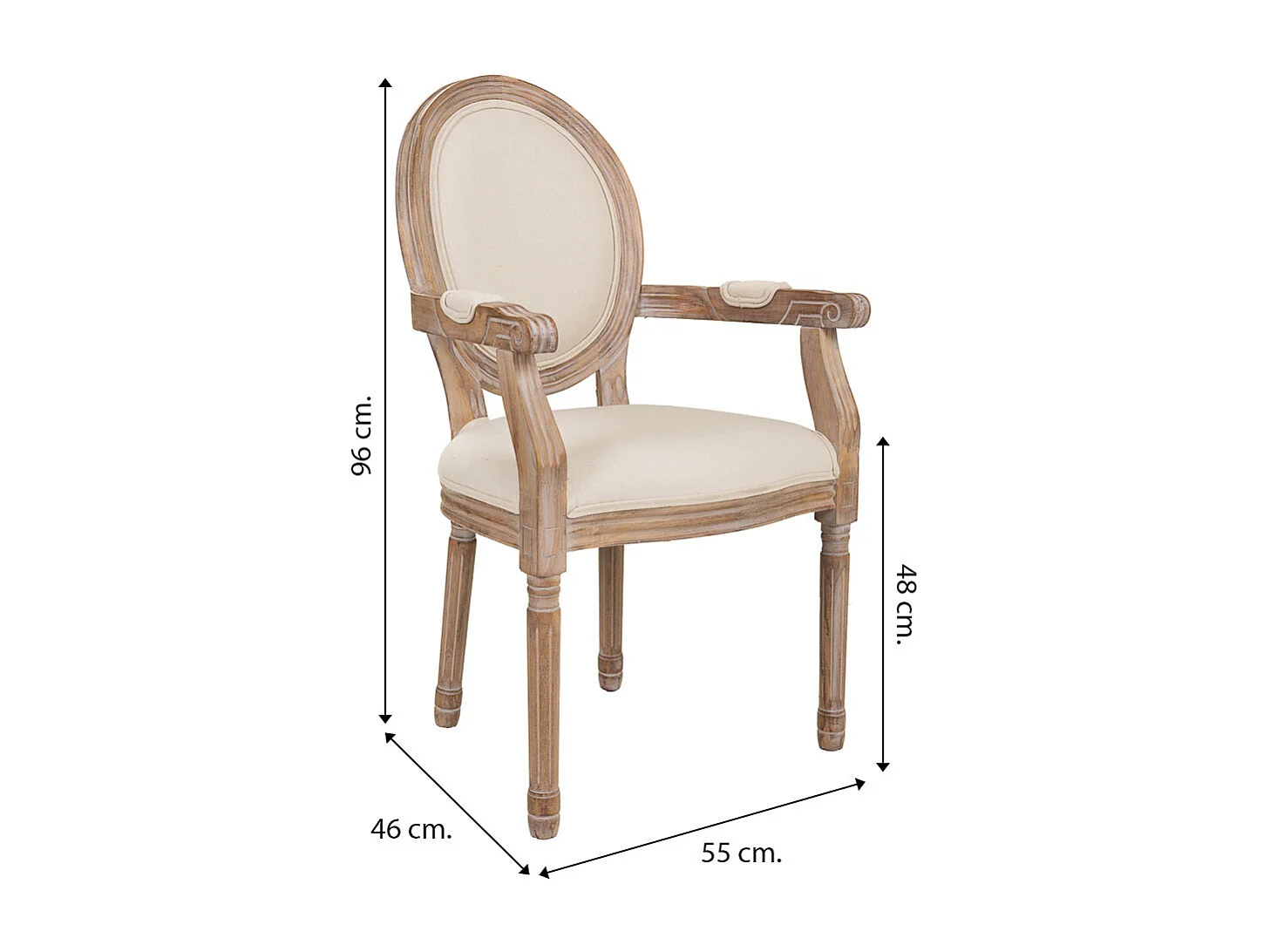 Sedia in legno imbottita beige 55x46x48/96h