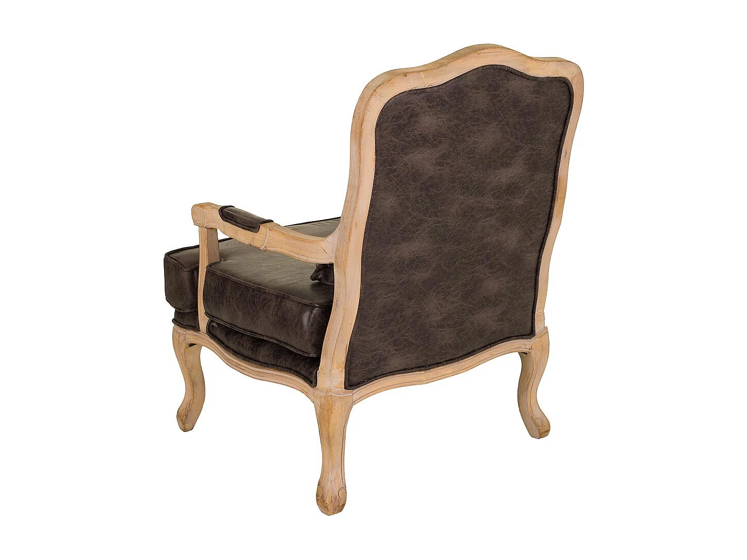 Braun gepolsterter Holzsessel 64x72x92h cm