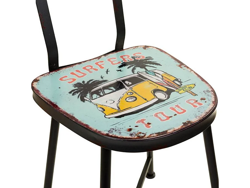 Chaise en métal bleu 38x40x82h