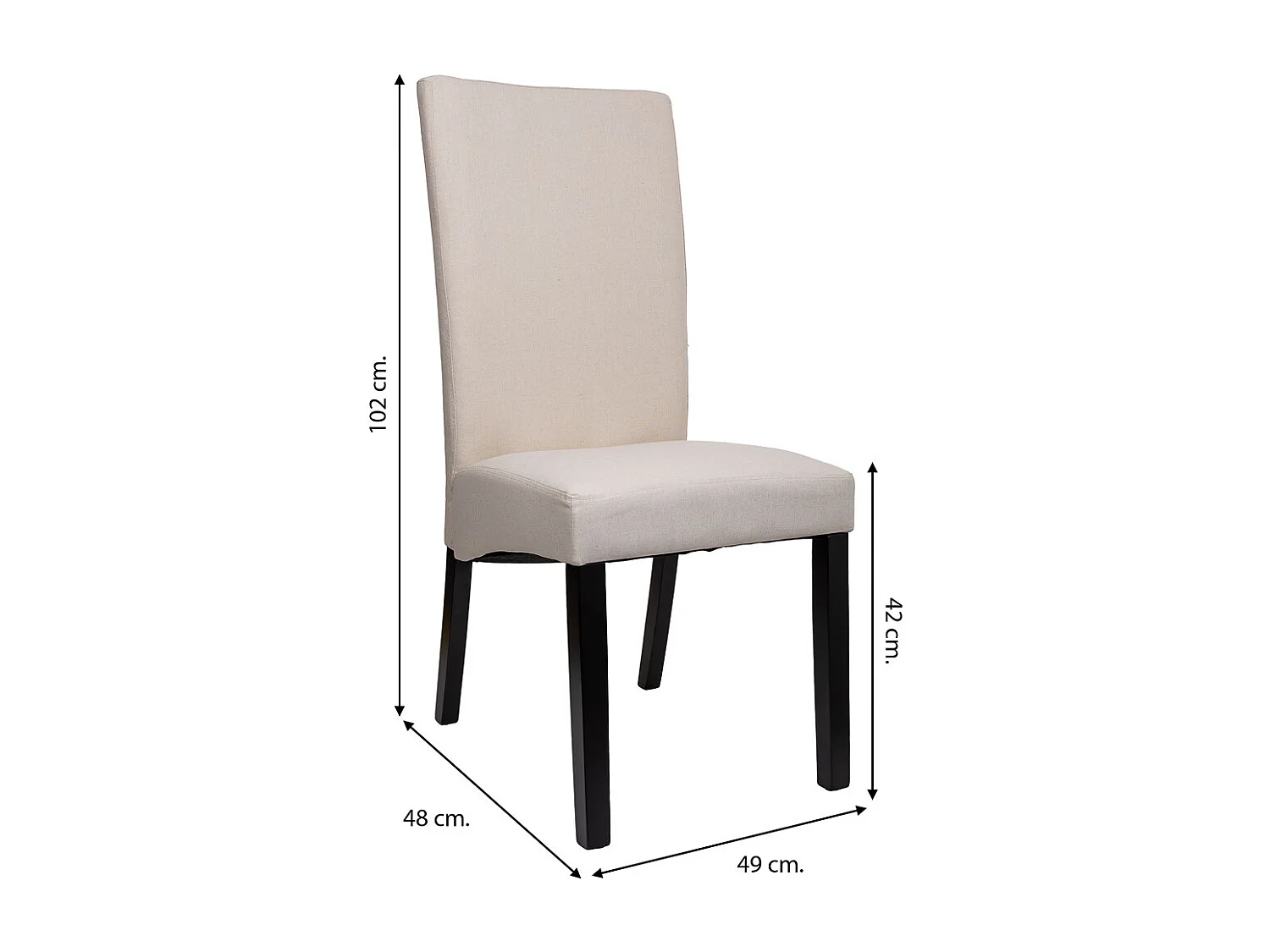 Cadeira estofada de madeira creme 49x48x42/102