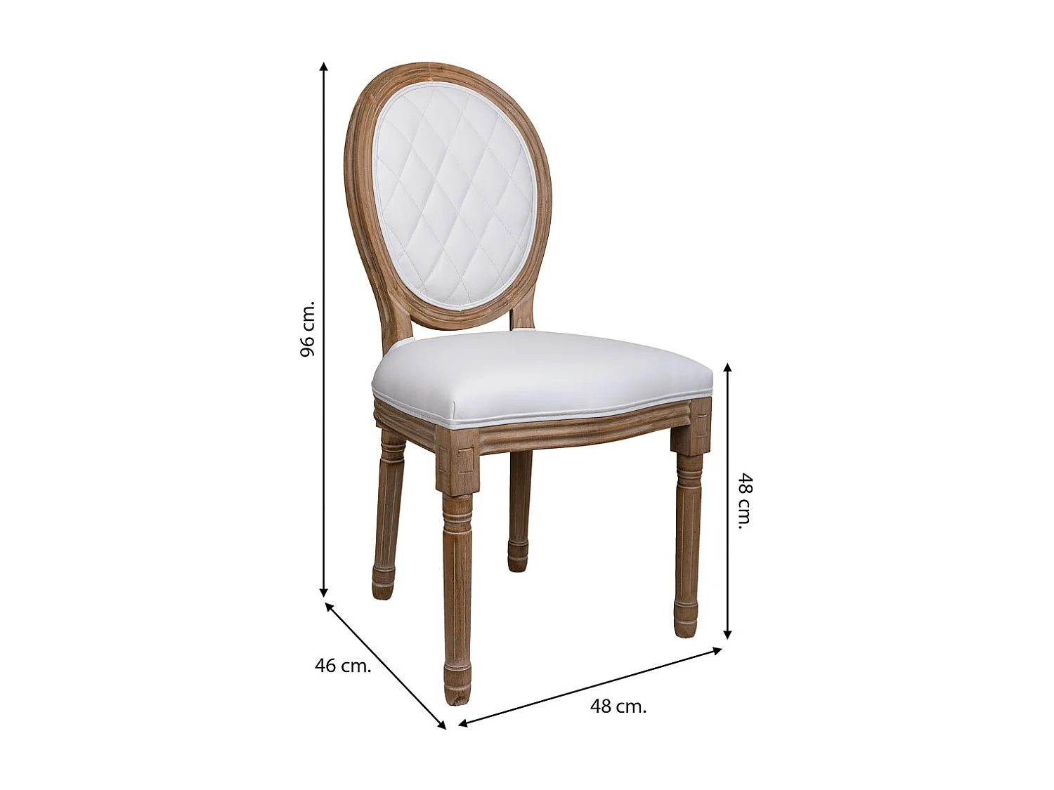 sedia in legno imbottita bianca 48x46x48/96h