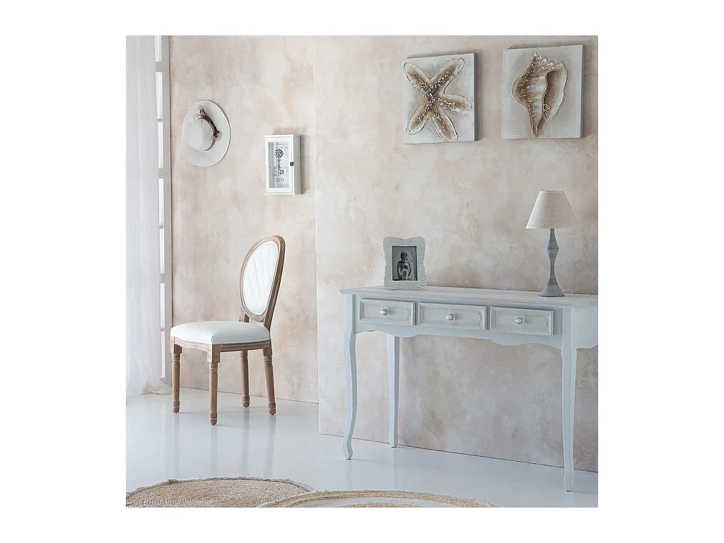 silla de madera tapizada blanca 48x46x48/96