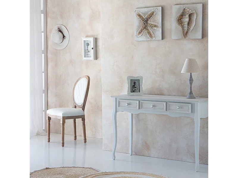 Chaise en bois tapissée blanche 48x46x48/96h