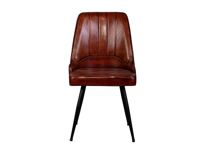 Chaise rembourrée en cuir marron 51x58x91h