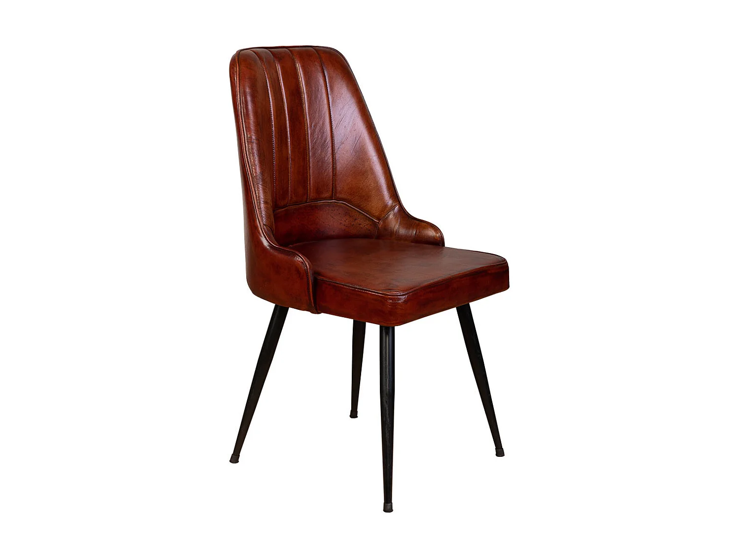 Stuhl mit braunem Lederbezug, 51x58x91h cm