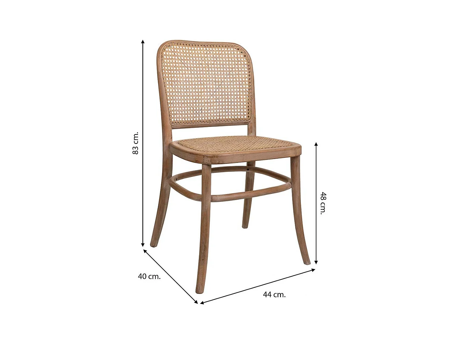 Silla de madera y rejilla marrón 44x40x48/83