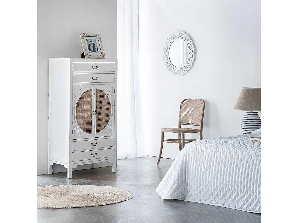 Silla de madera y rejilla marrón 44x40x48/83