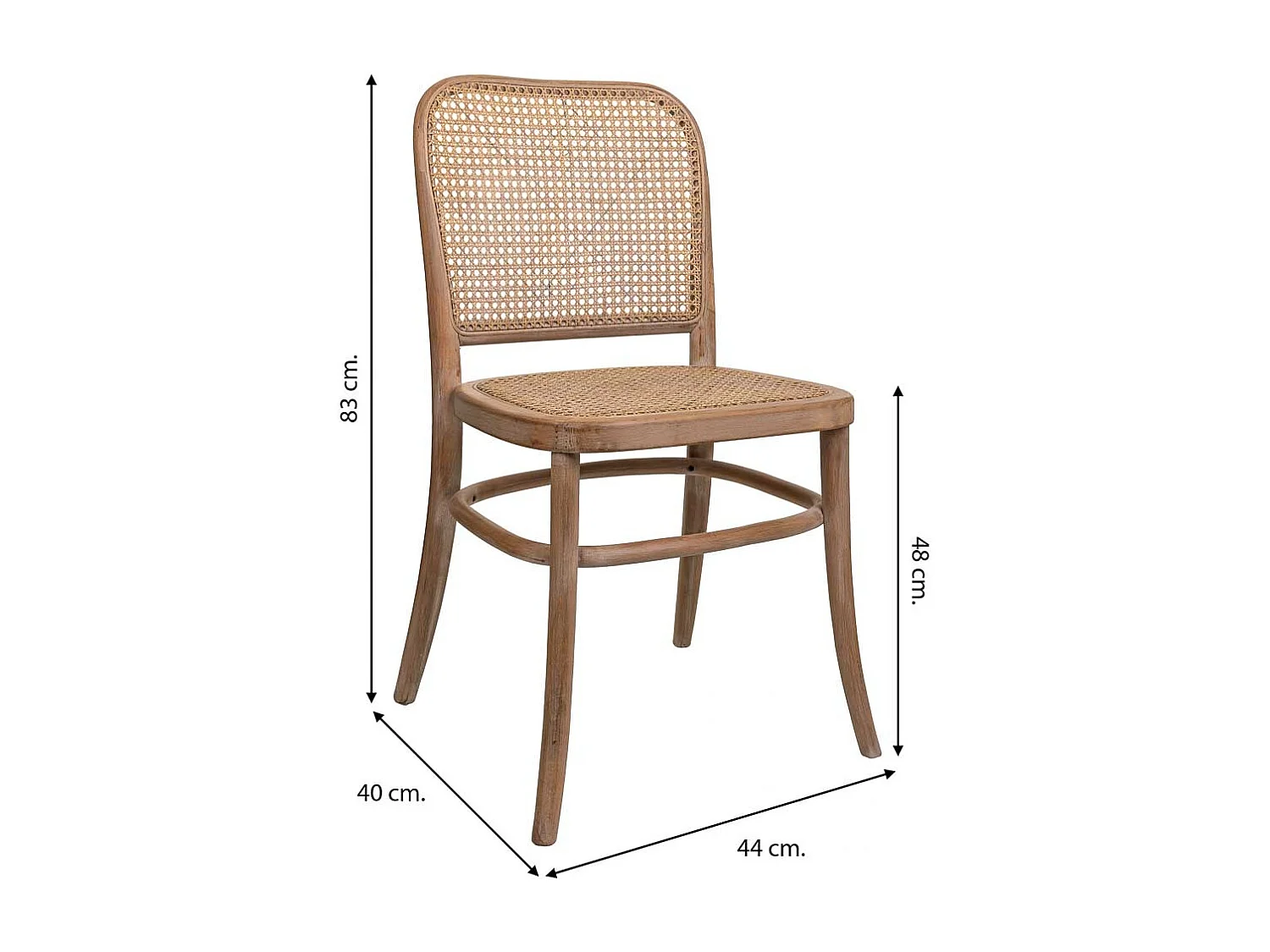 Silla de madera y rejilla marrón 44x40x48/83