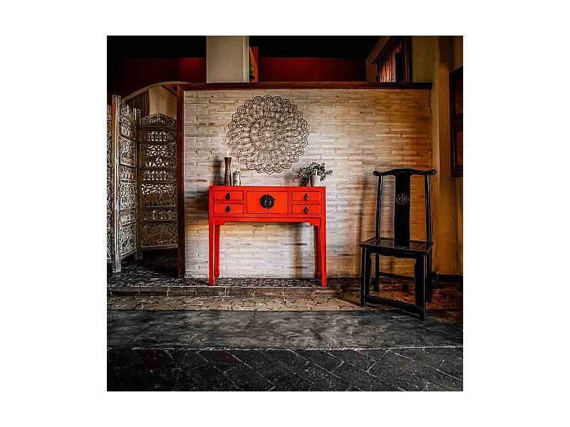 Schwarzer Holzstuhl 49x42x119/48h cm