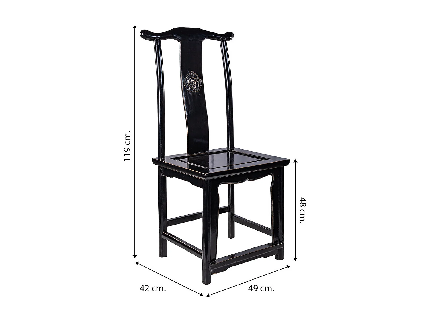 Schwarzer Holzstuhl 49x42x119/48h cm