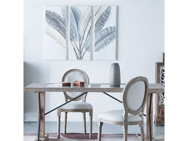 Cadeira de madeira estofada cor bege 48x46x48/96