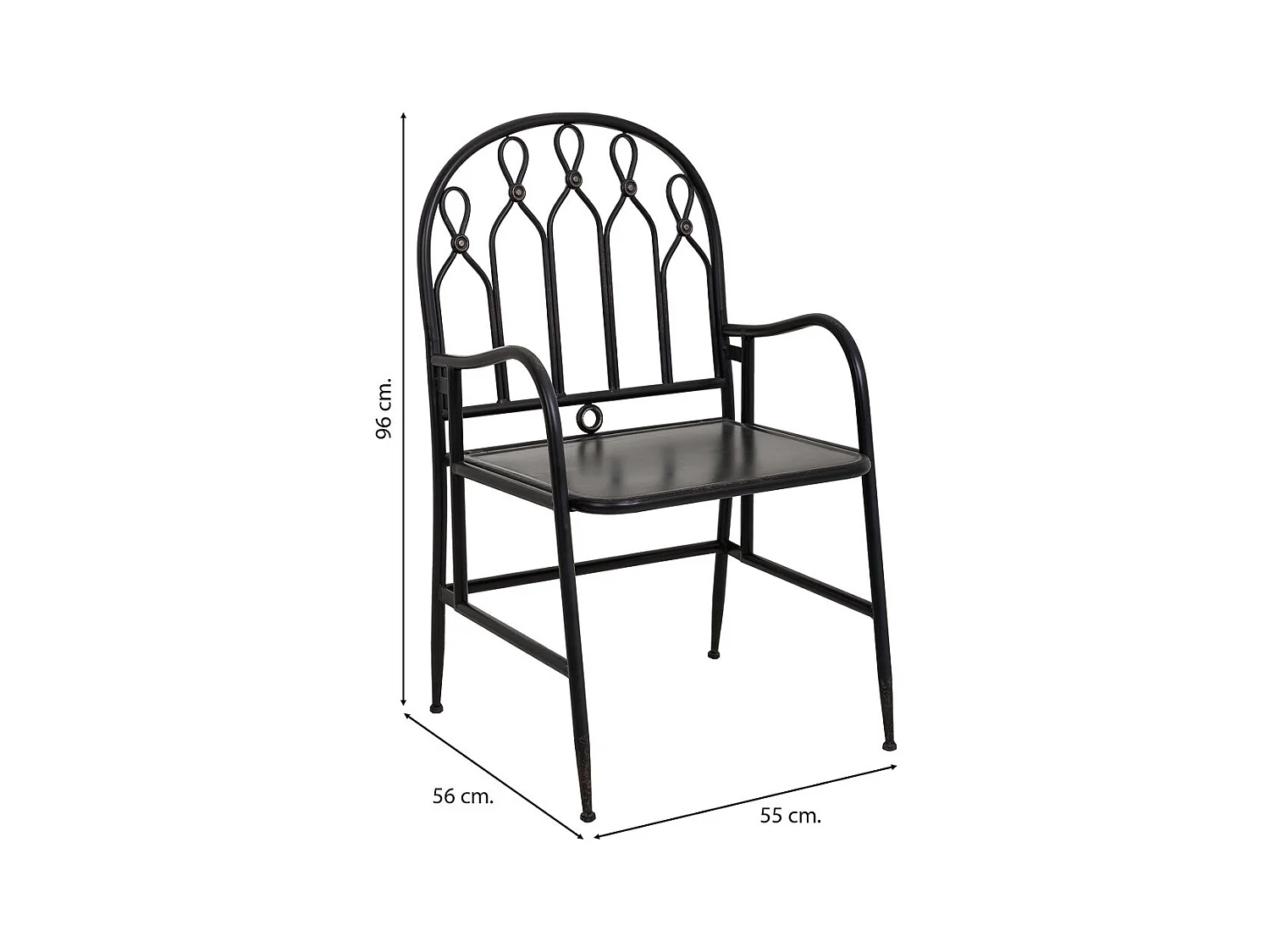 Silla de metal negra 55x56x96