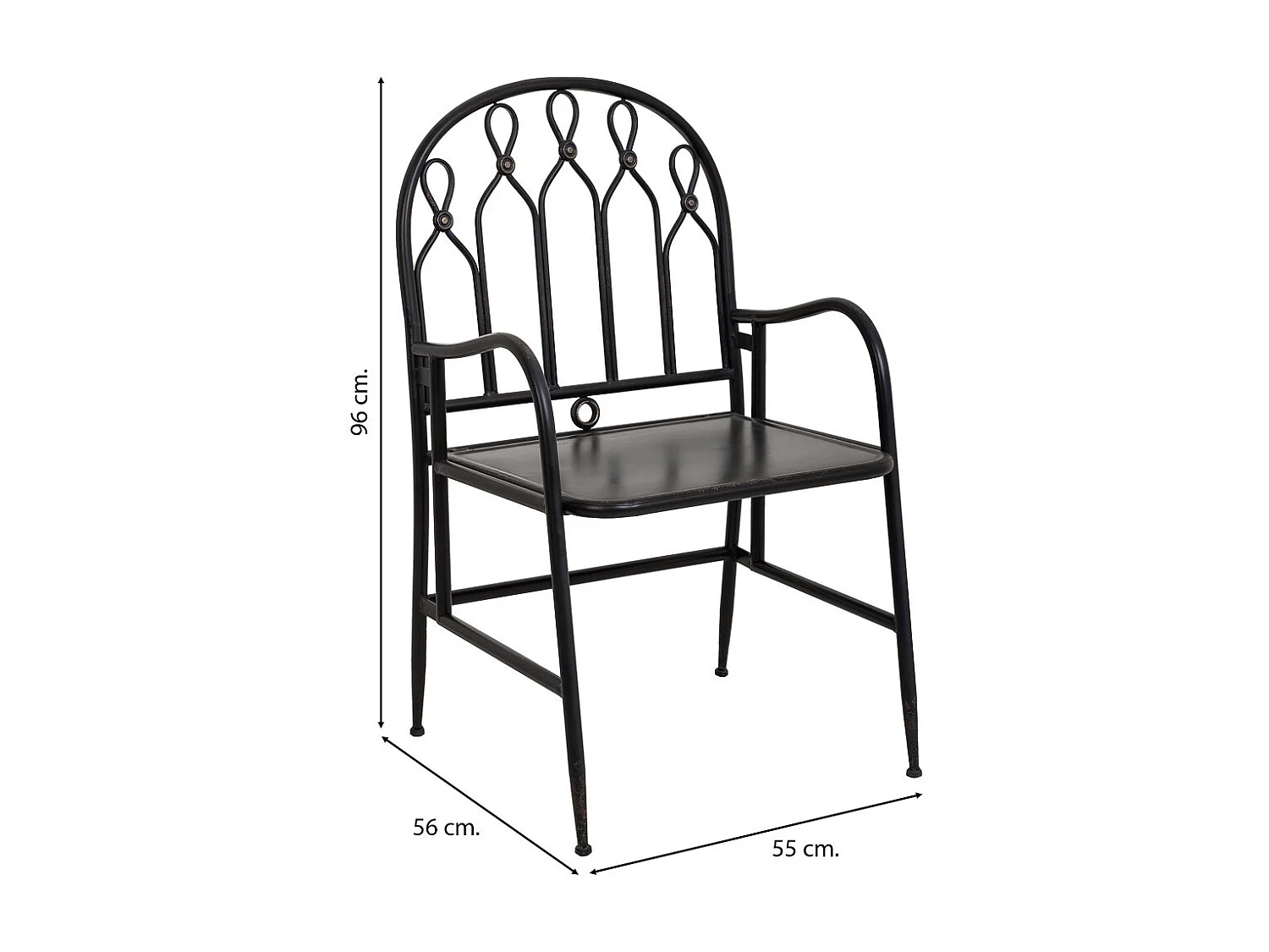 Silla de metal negra 55x56x96