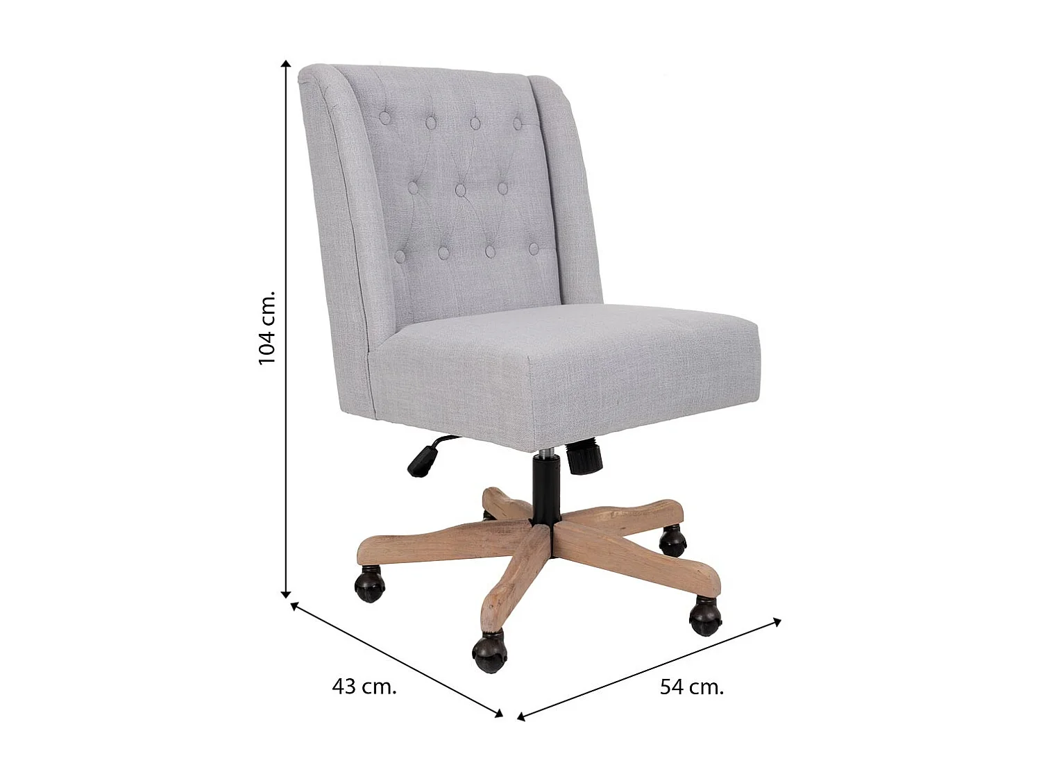 Chaise de bureau tapissée gris 54x43x104h