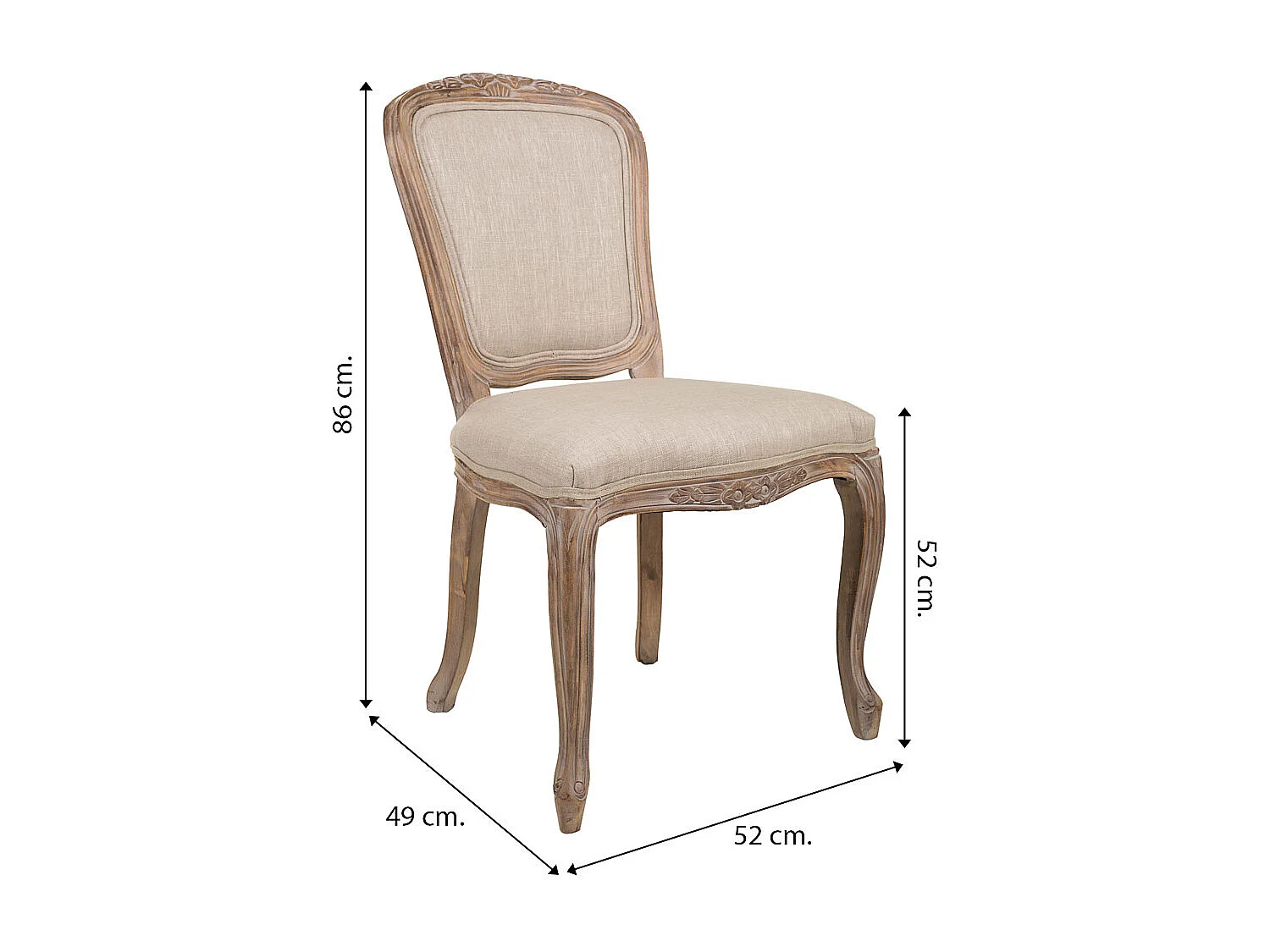 Cadeira estofada de madeira cinza 52x49x52/86