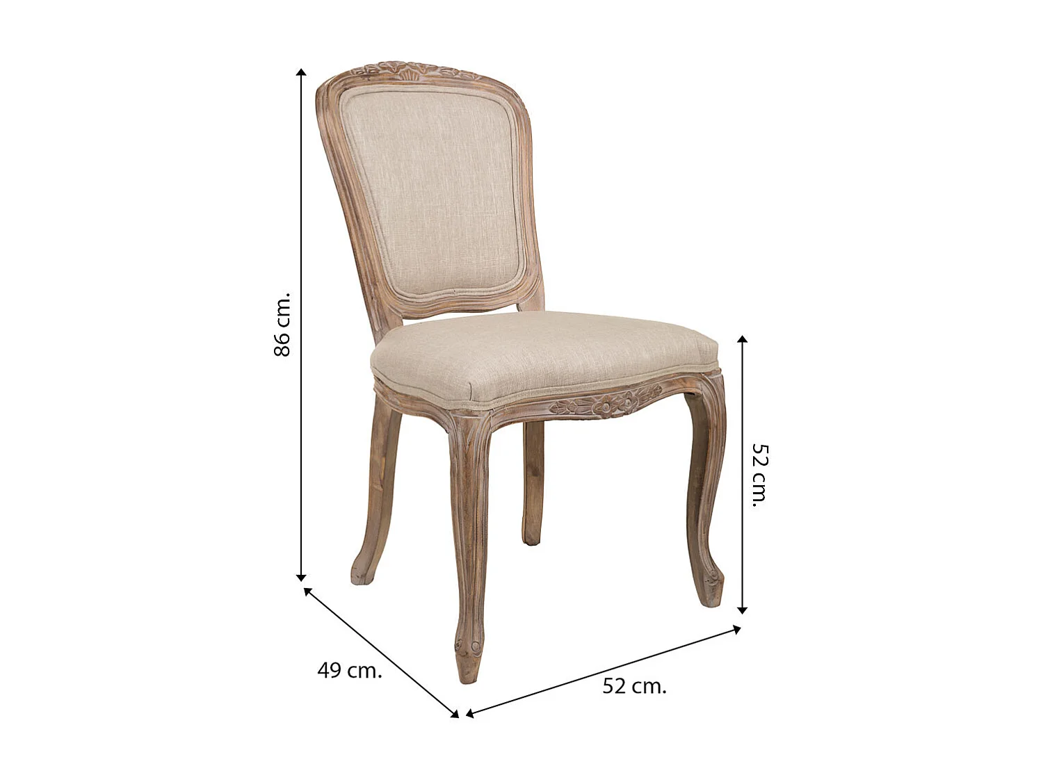 Cadeira estofada de madeira cinza 52x49x52/86