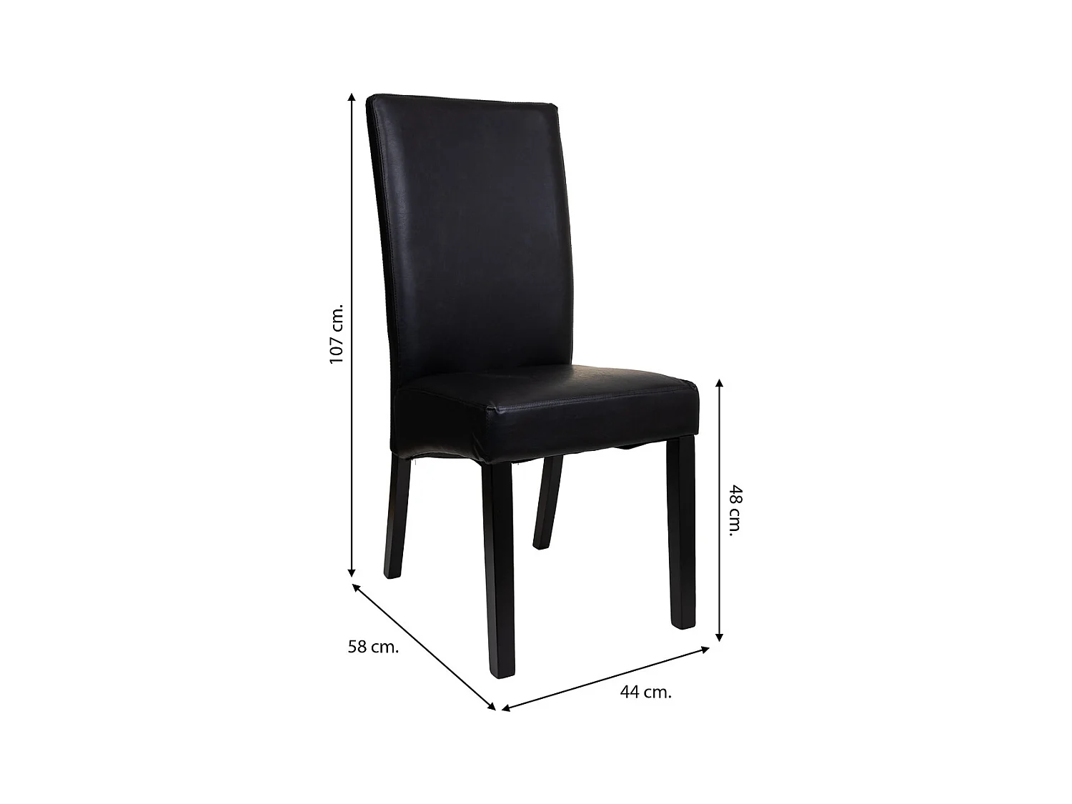 Silla de madera tapizada negra 49x48x42/102