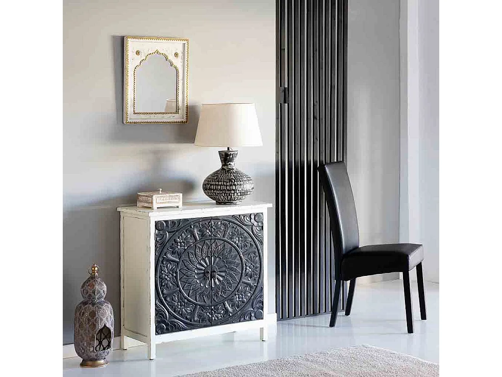 Cadeira estofada de madeira preta 49x48x42/102