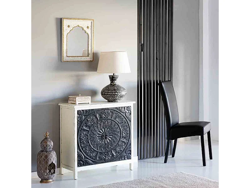 Chaise en bois tapissée noire 49x48x42/102h